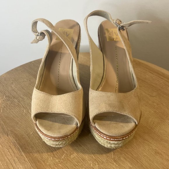 Dolce Vita Open Toe Wedge Heels Espadrilles Sandals Beige Size 8.5 - Picture 1 of 11